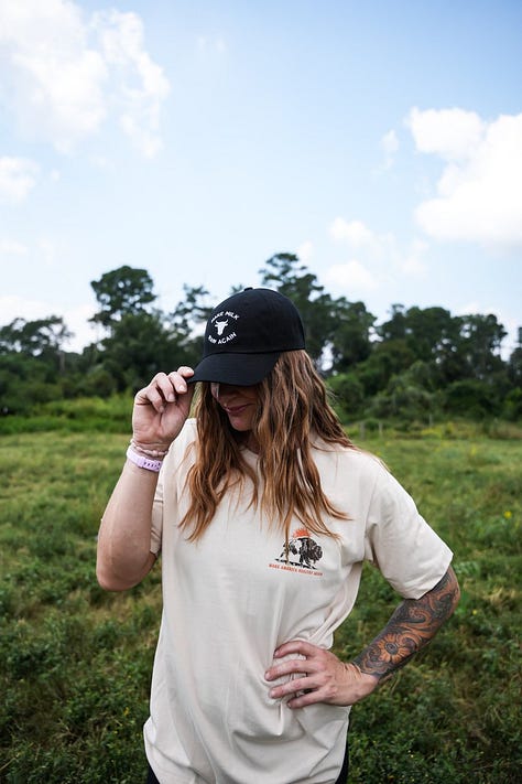 Different clothing models wearing apparel on farm