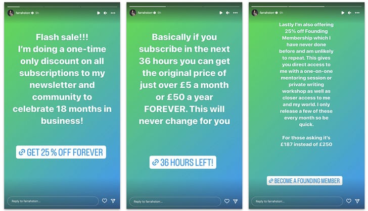 Promoting a limited-time discount offer.