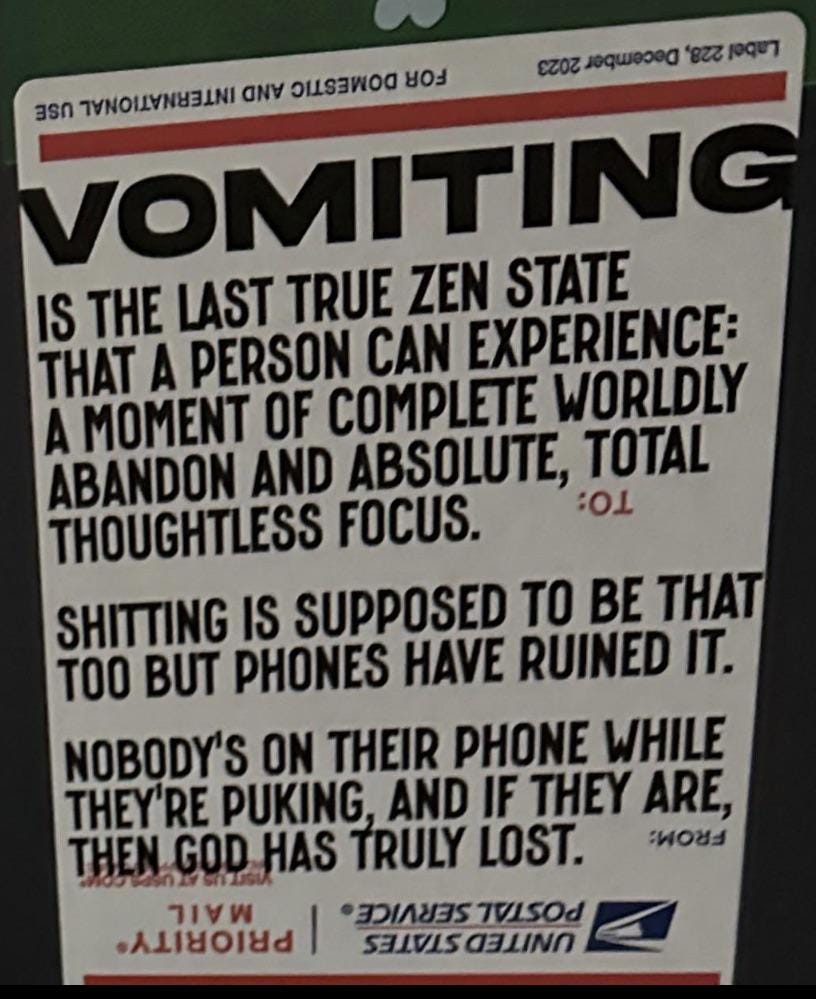 Nobody's on their phone when they are puking, and if they are, then God has  truly lost. : r/BrandNewSentence