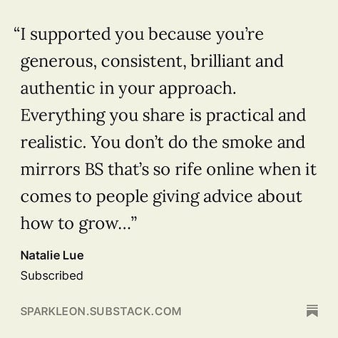 Kind words about Sparkle on Susbtack