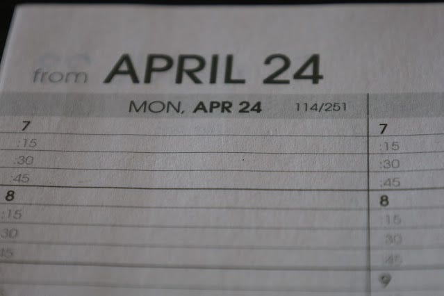 image of page in a datebook