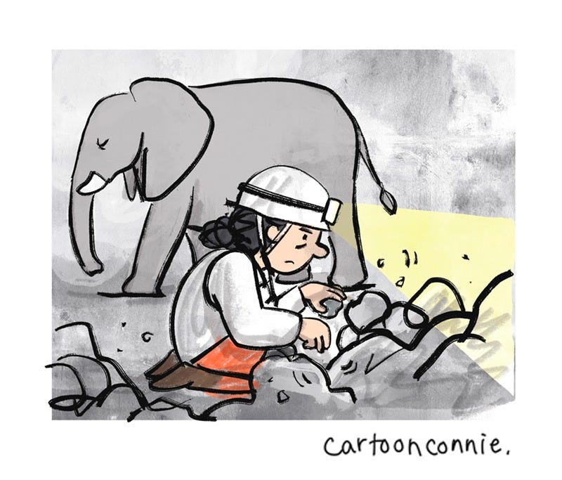 Panel 6 of a 6-panel comic strip about an introvert looking for hope in dark times. Titled "All In An Introvert Day's Work," 2026. Original art by Connie Sun, cartoonconnie.