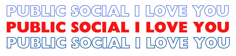 Public Social I Love You, a newsletter logo in red, white, and blue