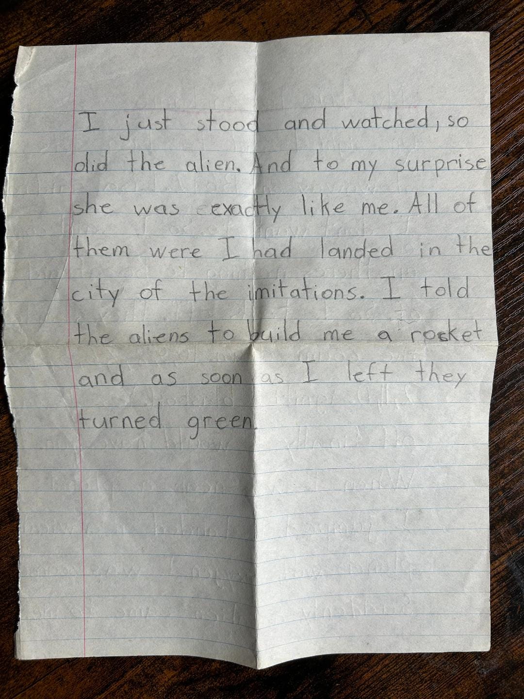 Page written in pencil in child's penmanship.
