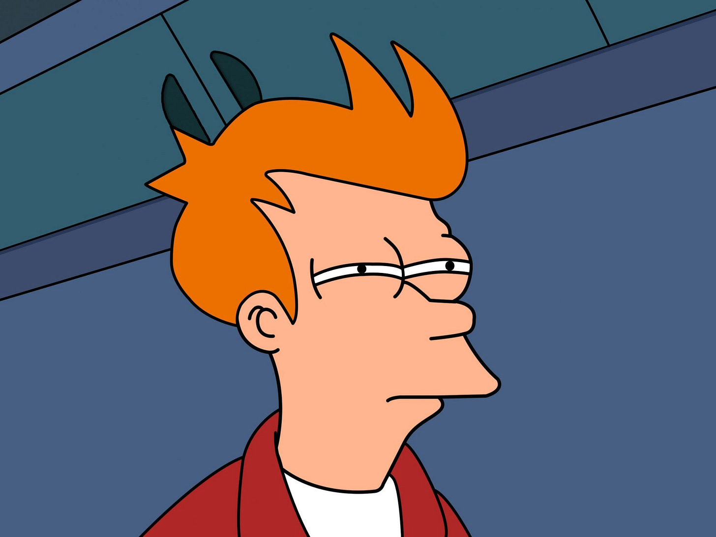Marshall Bock on Twitter: "Whenever I see the Skeptical Fry meme, my brain  interprets the handles on the cabinet behind him as little Pokemon ears or  something. Anybody else? https://t.co/tL5SY0WK7P" / Twitter