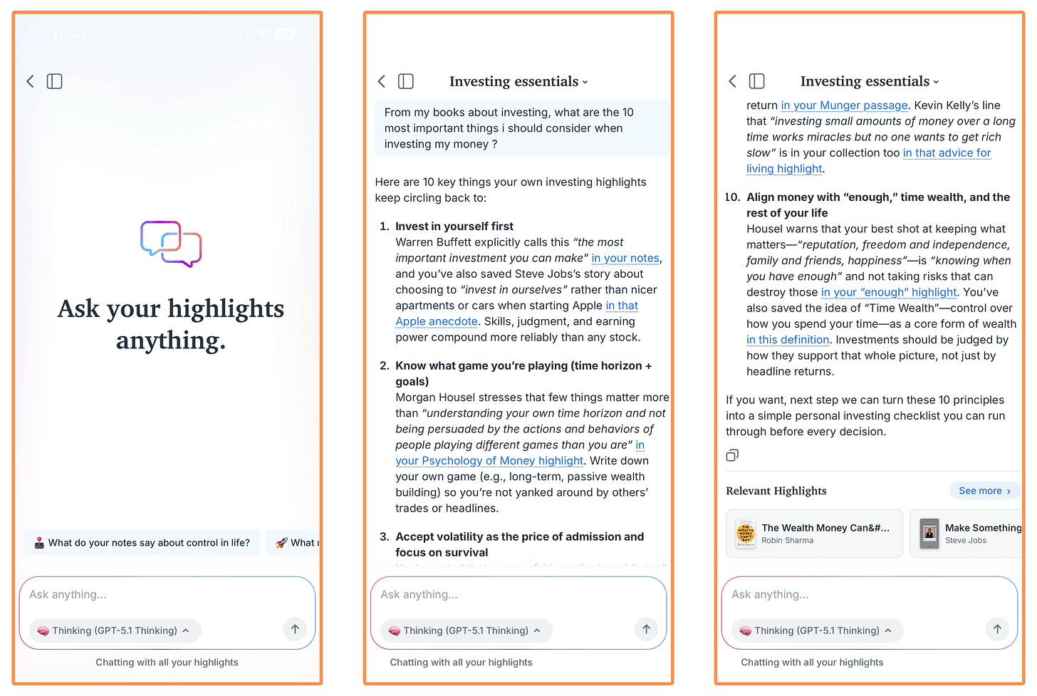 “Chat With Your Highlights” feature (mobile app)