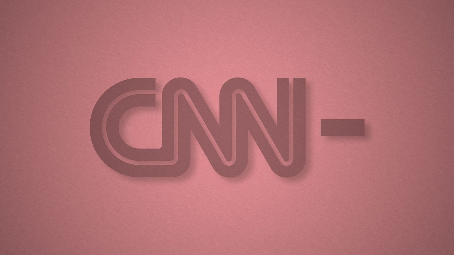 Illustration of the CNN+ logo with a minus replacing the plus sign.