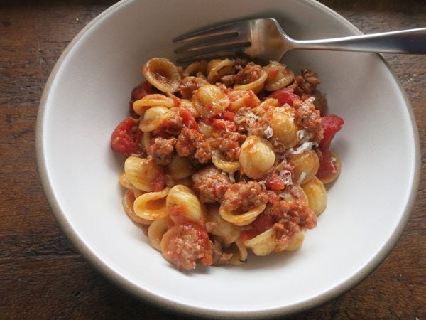 sweet sausage bolognese