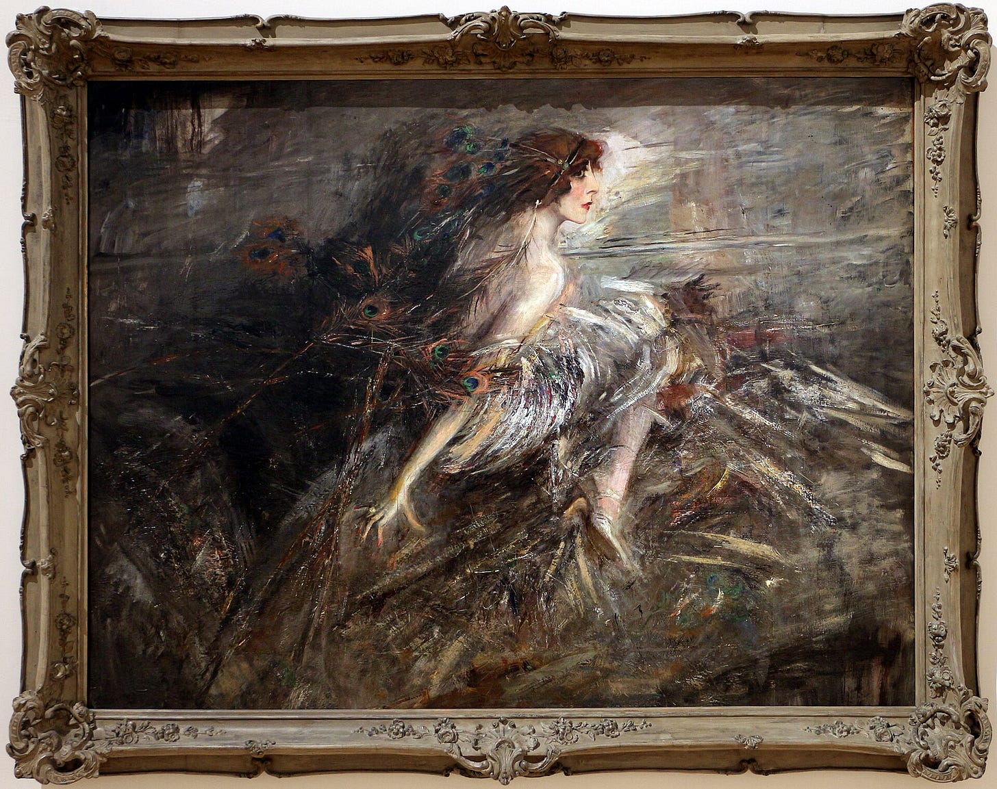Giovanni Boldini, Marchesa Luisa Casati with Peacock Feathers, 1911 to 1913. Galleria Nazionale d'Arte Moderna, Rome.