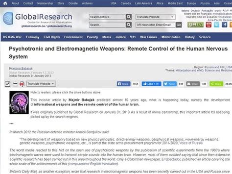 Psychotronic and Electromagnetic Weapons: Remote Control of the Human Nervous System