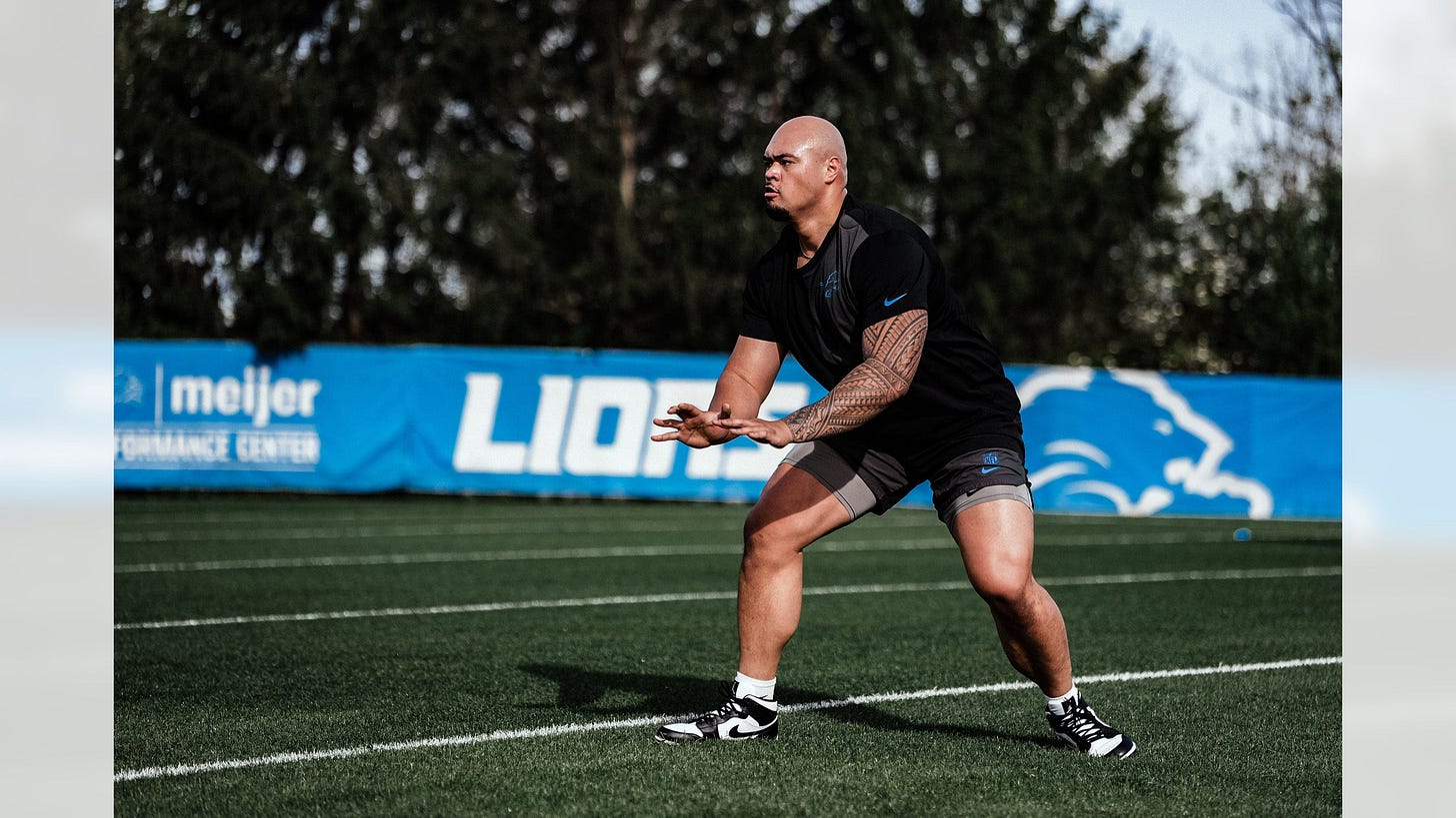 Giovanni Manu Detroit Lions knee injury rehab and recovery May 2026 Giovanni Manu Detroit Lions knee injury rehab and recovery May 2026