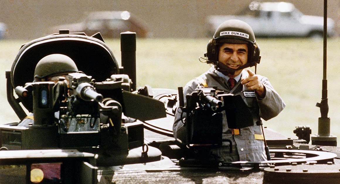 Michael Dukakis drives both a tank and the final nail into the coffin ... Michael Dukakis drives both a tank and the final nail into the coffin ...
