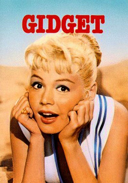 GIDGET (MP 1959) Sandra Dee, James Darren, Cliff Robertson, Arthur  O'Connell, The Four Preps, Mary LaRoche, Yvonne Craig, Doug McClure, Tom  Laughlin