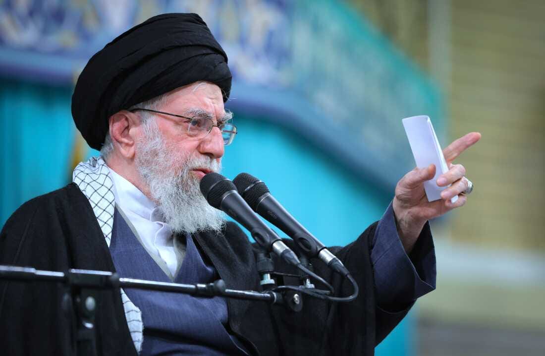 In this photo released by an official website of the office of the Iranian supreme leader, Supreme Leader Ayatollah Ali Khamenei speaks in a meeting, in Tehran, Iran, Saturday, Jan. 17, 2026.
