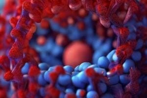 illustration of hiv and cell nucleus