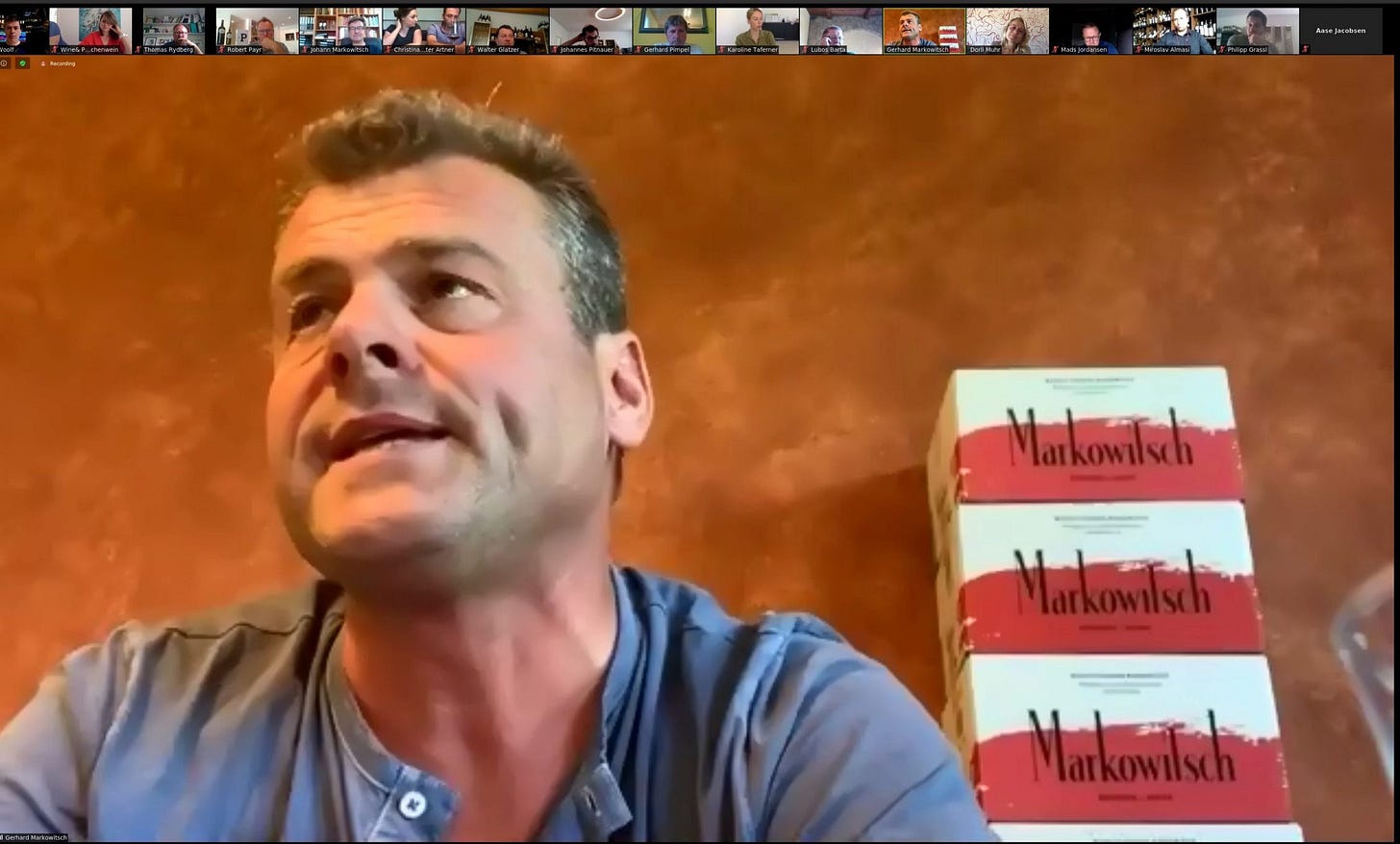 Gerhard Markowitsch talking about Zweigelt in Carnuntum, during the online ÖTW tasting