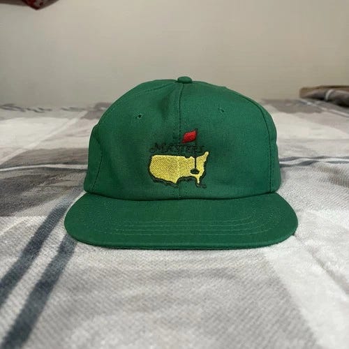 90’s Vintage U.S. Masters Hat Strap Back Green Derby Cap Made In The USA - Picture 1 of 5