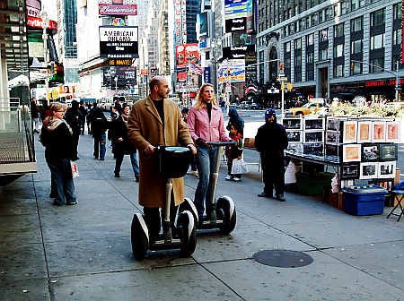 Segways on an NYC sidewalk in 2004 Segways on an NYC sidewalk in 2004