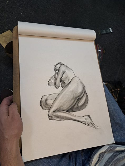 life drawing of nude model in cardiff