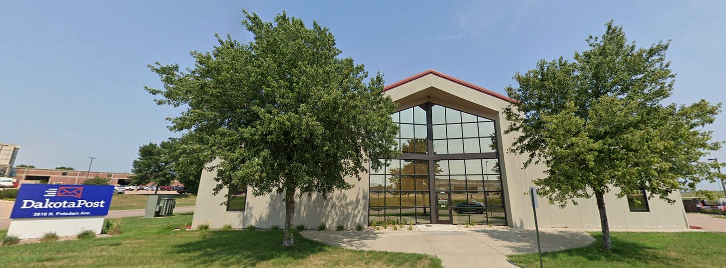Photo of DakotaPost office in Sioux Falls, South Dakota Photo of DakotaPost office in Sioux Falls, South Dakota
