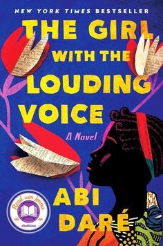 This may contain: the girl with the louding voice by abi dare
