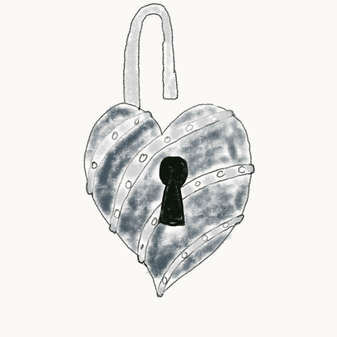 A key lock in the shape of aheart