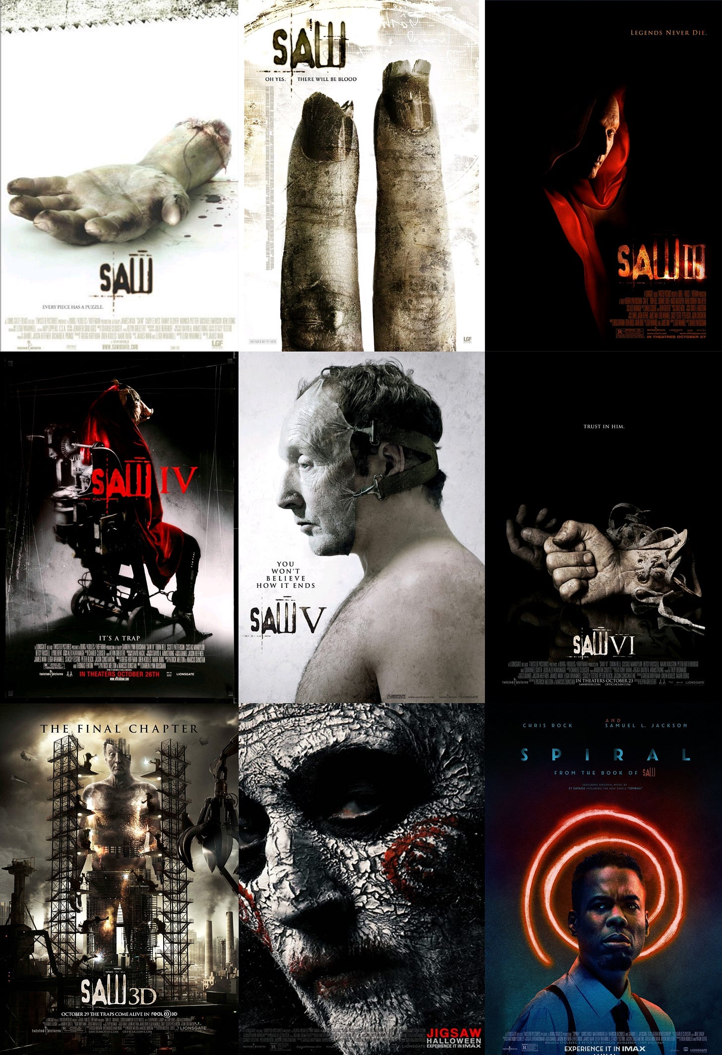 All U.S Saw Theatrical Posters : r/saw