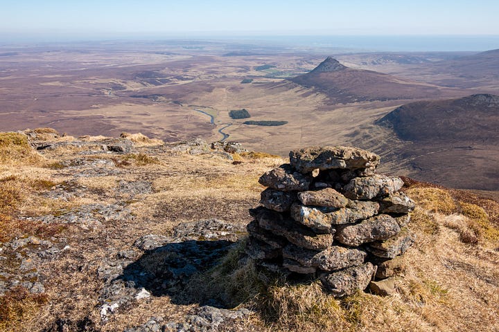Maiden Pap and Morvern from new the walk start; Morvern and the aisled house; Felicity on top of Morvern; view north from Morvern; view east to Maiden Pap from Morvern © Felicity Martin