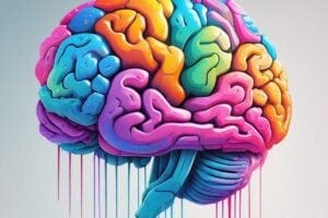 AI generated image of a colorful brain