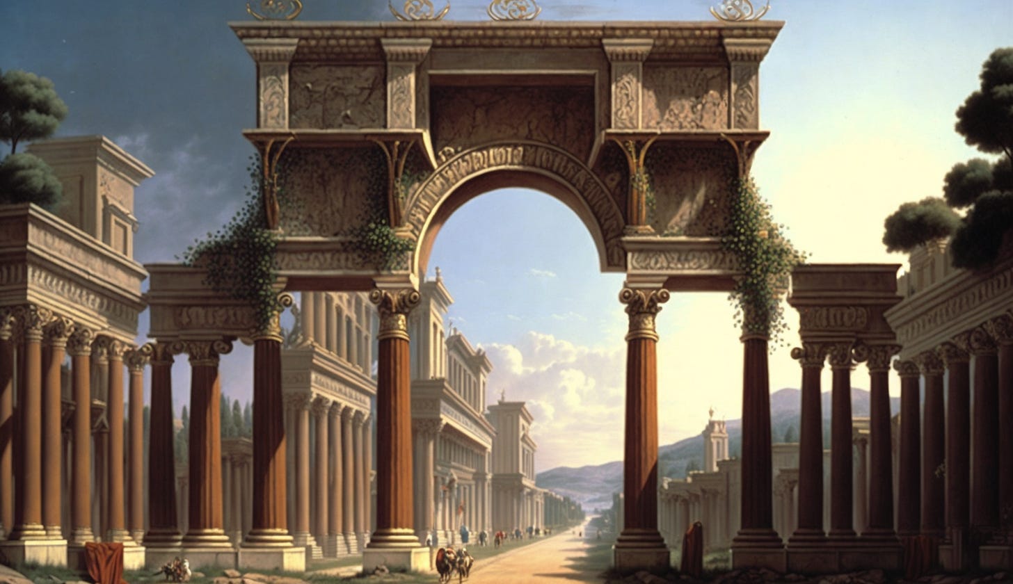 Midjourney prompt: all roads lead to rome during roman empire era triumphant italian renaissance gimmiewongst Midjourney prompt: all roads lead to rome during roman empire era triumphant italian renaissance gimmiewongst
