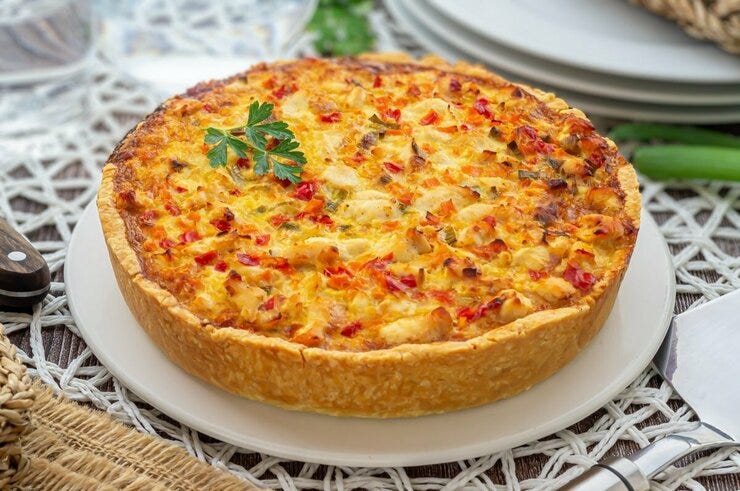 Tarta de pollo con verduras