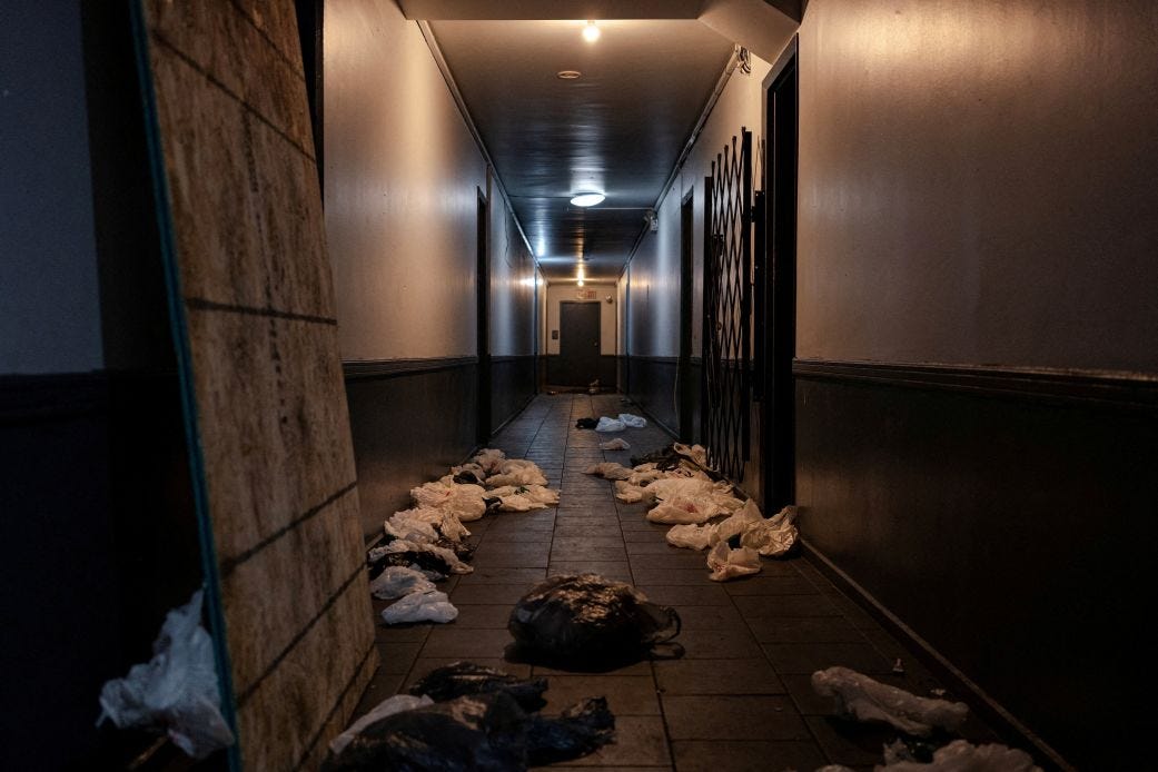 Debris was scattered on the hallways of an apartment complex in Chicago, where federal agents conducted a large scale immigration raid on September 30, 2025. Debris was scattered on the hallways of an apartment complex in Chicago, where federal agents conducted a large scale immigration raid on September 30, 2025.