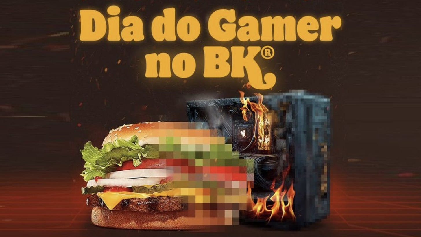 Troque Peças Queimadas por um WHOPPER no Burger King Neste Dia do Gamer