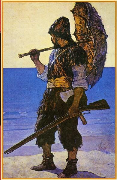 Robinson Crusoe illustration, 1920 - N.C. Wyeth