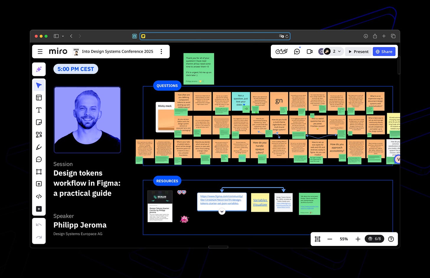 Into Design Systems Conference Q&A + Resources board
