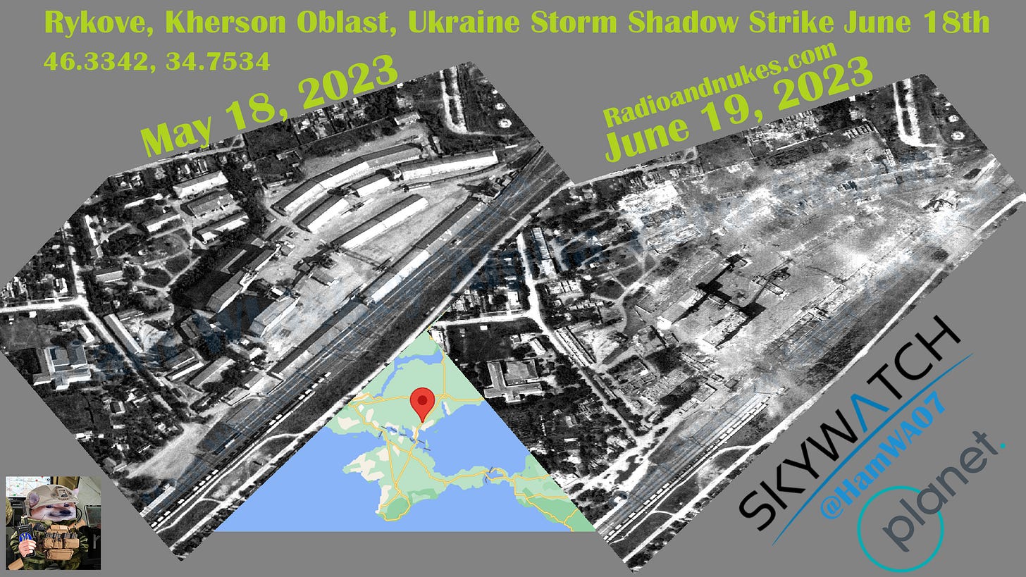 Rykove Ukraine before and after storm shadow strike on ammo depot at the railyard Rykove Ukraine before and after storm shadow strike on ammo depot at the railyard