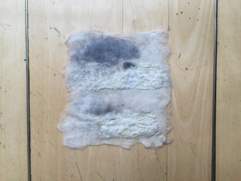 Foreground: white silk Background: white/grey wool