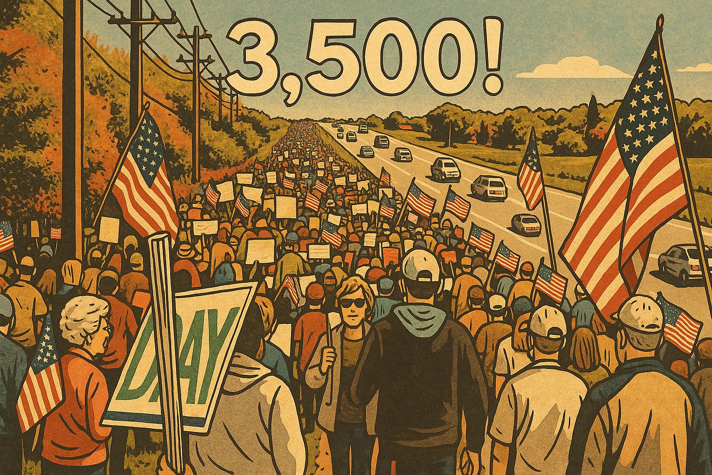 Illustration for the 3500 people who showed up in Chaska for the No Kings Day rally