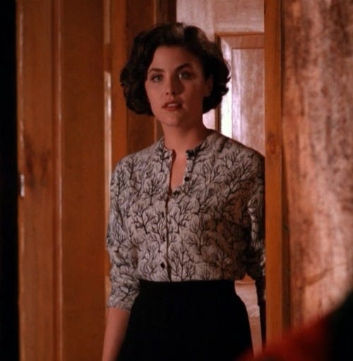 Audrey Horner with a tree-patterend sweater