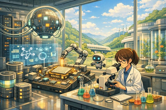 Indoor Ghibli tech lab