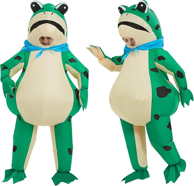 Pekifor Funny Frog Outfit Inflatable Frog Costume Blow-up Cosplay Costume for Adult/Birthday/Halloween