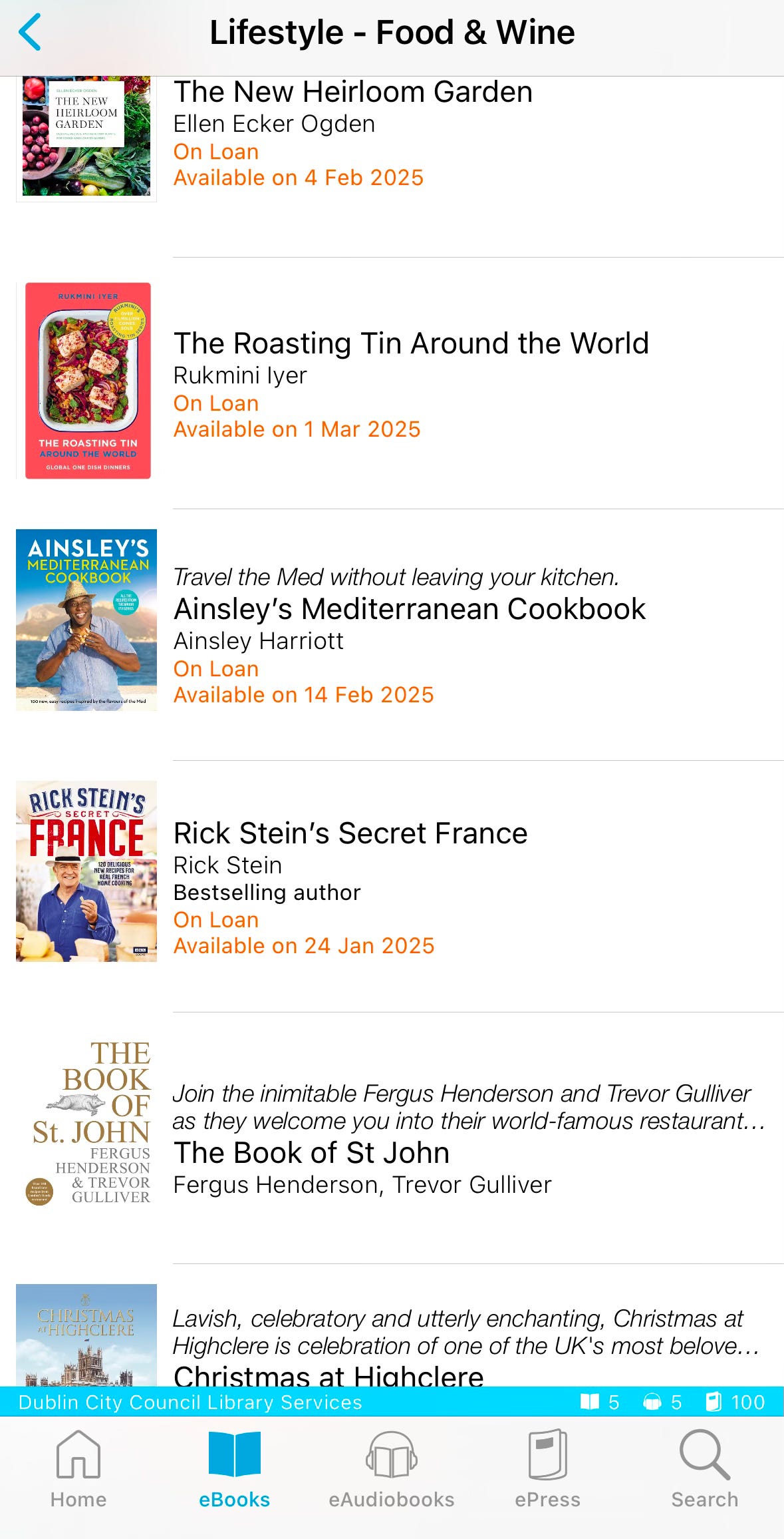 Sample of eBooks available in the BorrowBox app