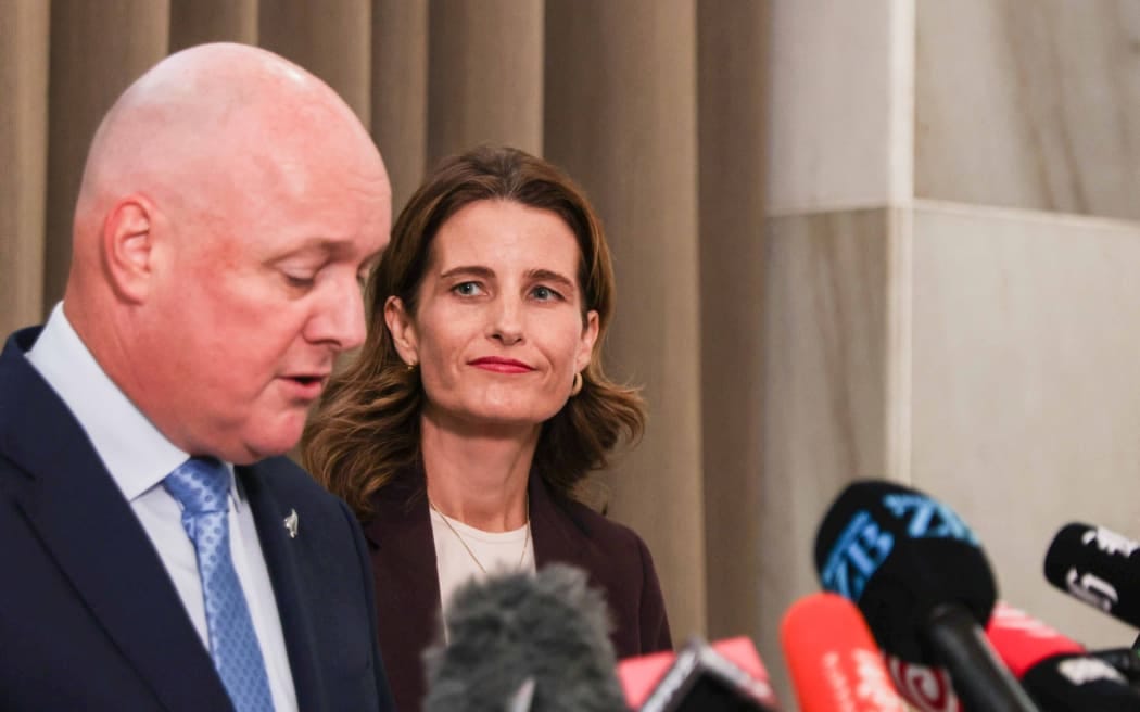 Nicola Willis and Christopher Luxon announcing fuel support. Nicola Willis and Christopher Luxon announcing fuel support.