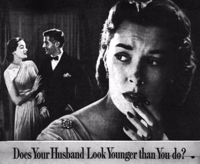 1930s shampoo ads exploited the social importance of dancing, instilling fear of body odor in women. 1930s shampoo ads exploited the social importance of dancing, instilling fear of body odor in women.