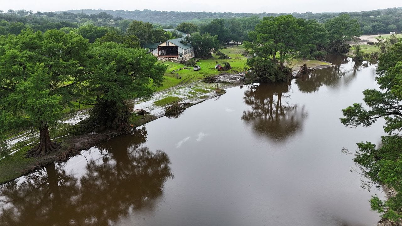 A drone picture shows damage in Camp Mystic following the flooding. (Reuters/Evan Garcia)