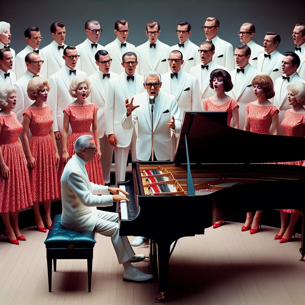 Image generated with DALL-E 3 and depicting a choir