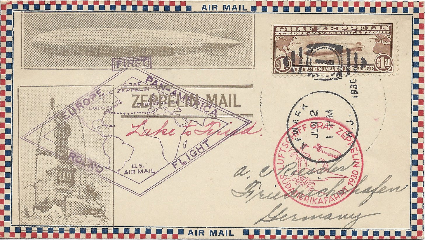 Zeppelin cover from US to Germany - 1930