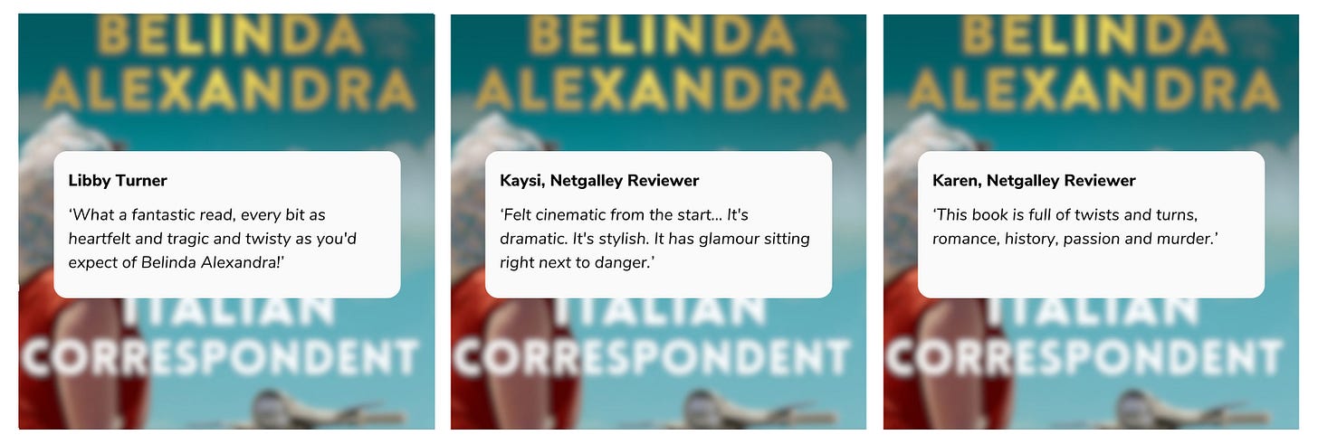 Three reviews that adored Belinda's new book