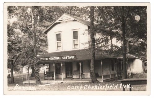 Luther Memorial Cottage RPPC Postcard Spiritualist Camp Chesterfield IN - Picture 1 of 2