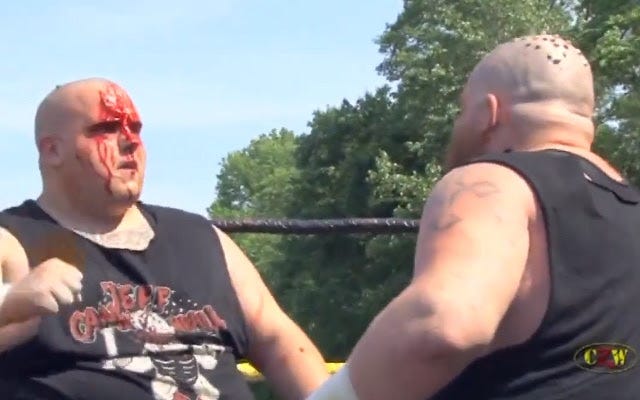 [Screenshot: Cannonball and Tremont engaged in a slugfest]